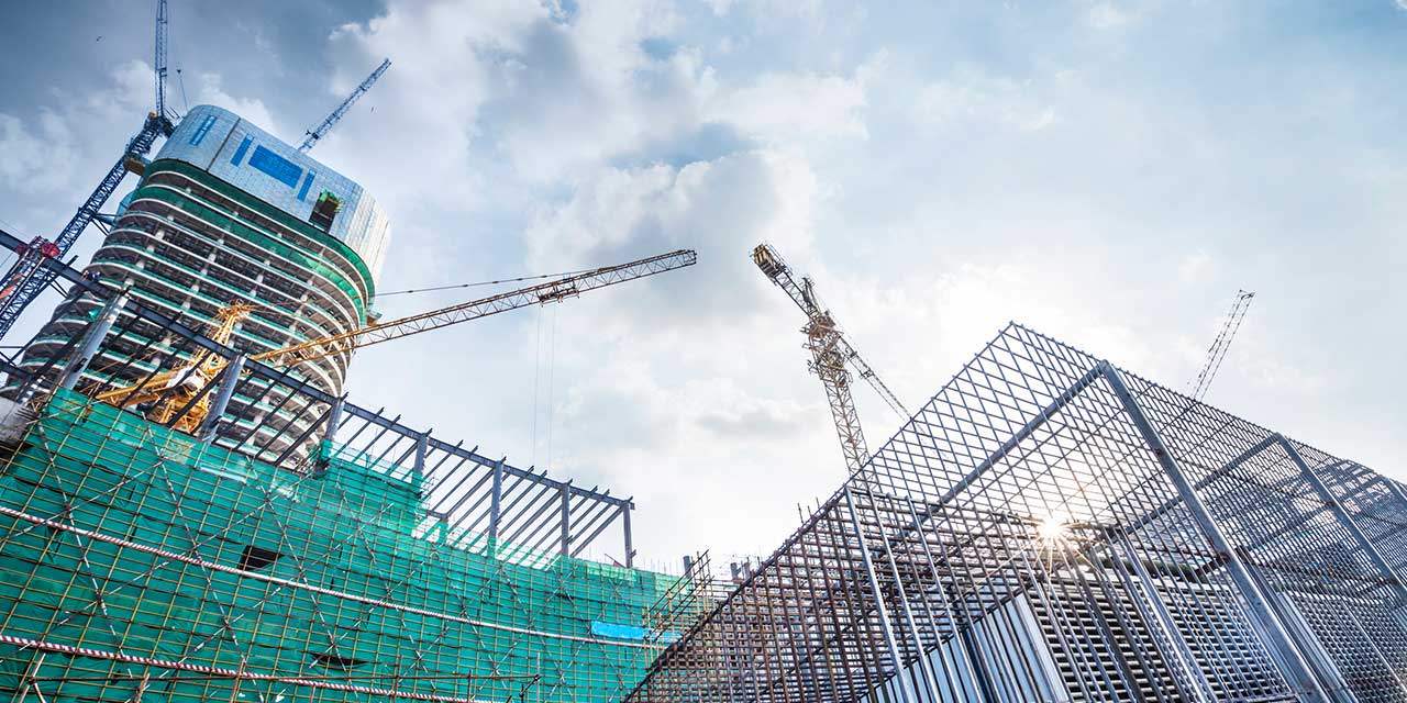 Construction site - tall office building.