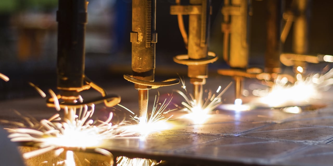 Closeup image of industrial engraving equipment.