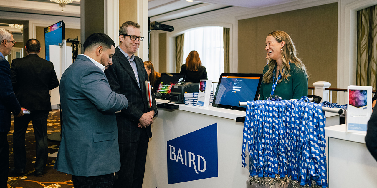 Baird conference check-in desk.