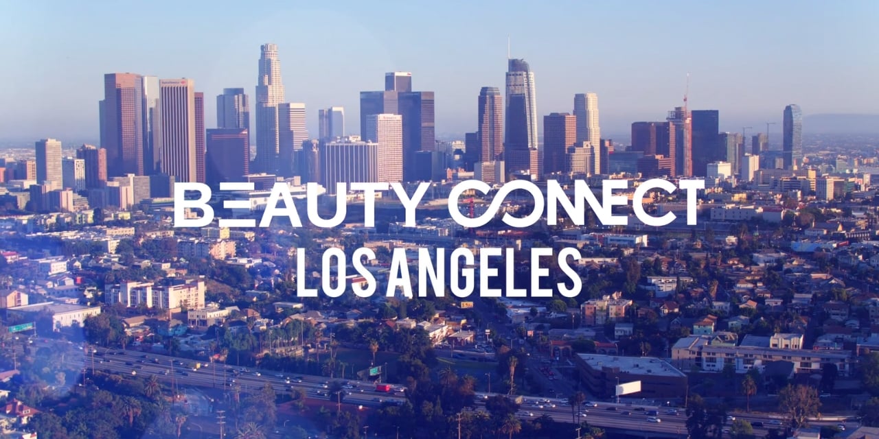 Skyline image of Los Angeles with the words Beauty Connect Los Angeles overlaid