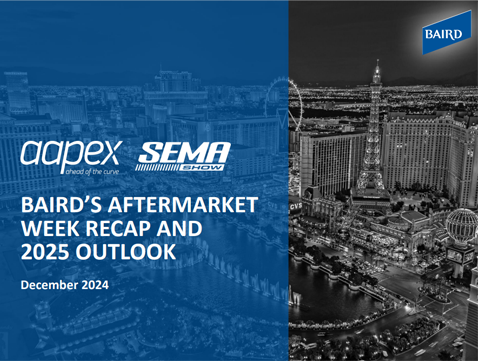 Report cover for Baird's aftermarket week recap and 2025 outlook 