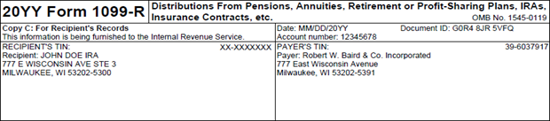 Example of a tax Form 1099-R